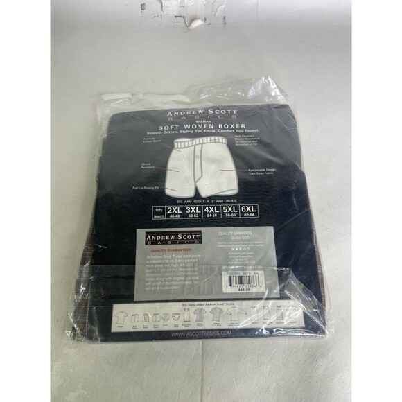 Andrew Scott Basics 3 Pack Woven Boxer Shorts Underwear Mens Size 5XL 58-60 VTG - Picture 4 of 6